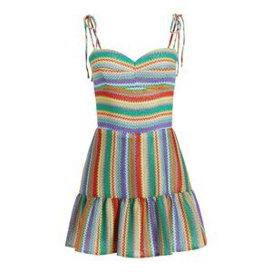 Amanda Uprichard Champagne Romper in Rainbow Stripe Size Large